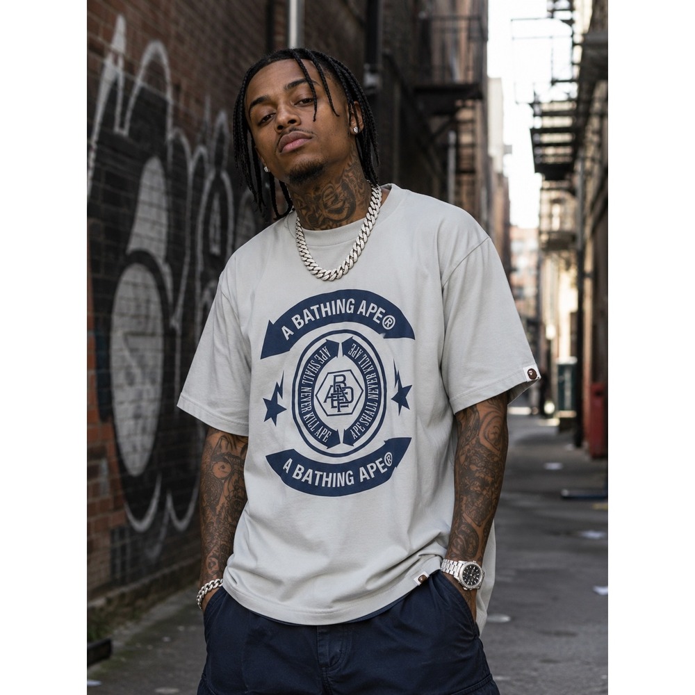A Bathing Ape Reversible Star Short Sleeve T-Shirt — "Ape Shall Never‎ Kill Ape"